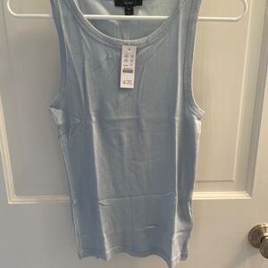 NWT J Crew Ribbed Cutaway Tank Gentle Sea Blue Size Small #AY864